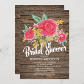Rustikales Land Wasserfarben Blume Brautparty Einladung (Vorne/Hinten)