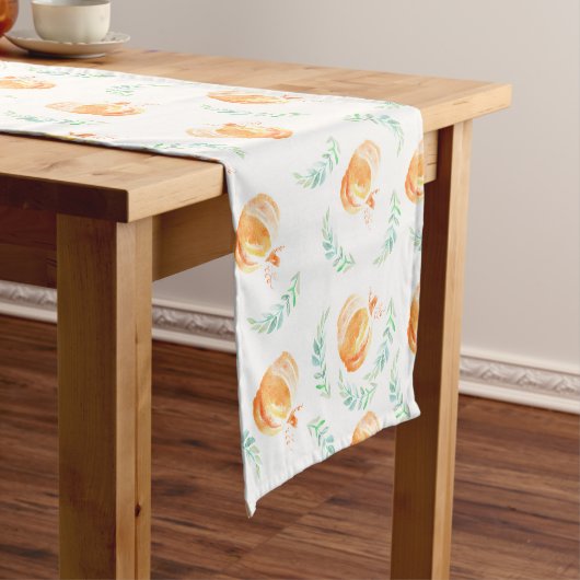 Rustikales Land Wasserfarbenkürbis & Laurels Kurzer Tischläufer (Beispiel)