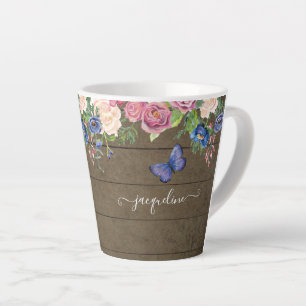 Rustikales Land Watercolor Floral Burgund Marine Milchtasse