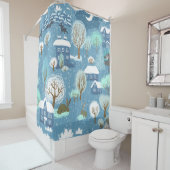 Rustikales Land-Weihnachten hellblau u. weiß Duschvorhang (Beispiel)