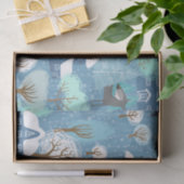 Rustikales Land-Weihnachten hellblau u. weiß Seidenpapier (Geschenk)