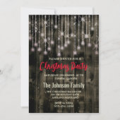 Rustikales Land Weihnachten Lichter Schwarzes Part Einladung (Vorderseite)