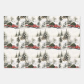Rustikales Land Weihnachten Roter LKW und Dorf Geschenkpapier Set (Vorderseite 3)