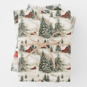 Rustikales Land Weihnachten Roter LKW und Dorf Geschenkpapier Set (Beispiel)