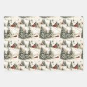 Rustikales Land Weihnachten Roter LKW und Dorf Geschenkpapier Set (Vorderseite)