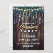 Rustikales Land Weihnachten Urlaub Blue Glitzer Tr Einladung (Vorderseite)
