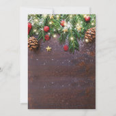 Rustikales Land Weihnachtsbaum Ornament Babydusche Einladung (Rückseite)