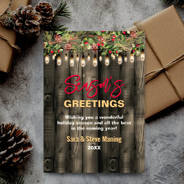 Rustikales Land Weihnachtsgrün Feiertag Gruß Feiertagskarte