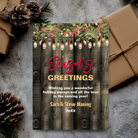 Rustikales Land Weihnachtsgrün Feiertag Gruß Feiertagskarte