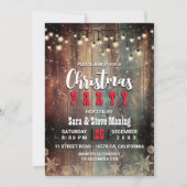 Rustikales Land Weihnachtslichter Schneeflocken Pa Einladung (Vorderseite)