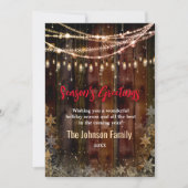 Rustikales Land Weihnachtslichter Schneeflocken Pa Feiertagskarte (Vorderseite)