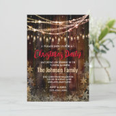 Rustikales Land Weihnachtslichter Schneeflocken Pa Feiertagskarte (Stehend Vorderseite)