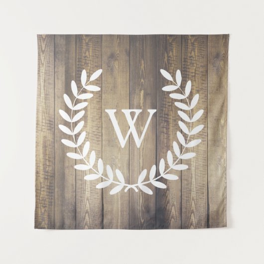 Rustikales Land-weiße Lorbeer u. Scheunen-Holz Wandteppich (Vorderseite)