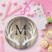 Rustikales Land Weißer Hirsch Antlers Leichten Sta Pappteller (Party)