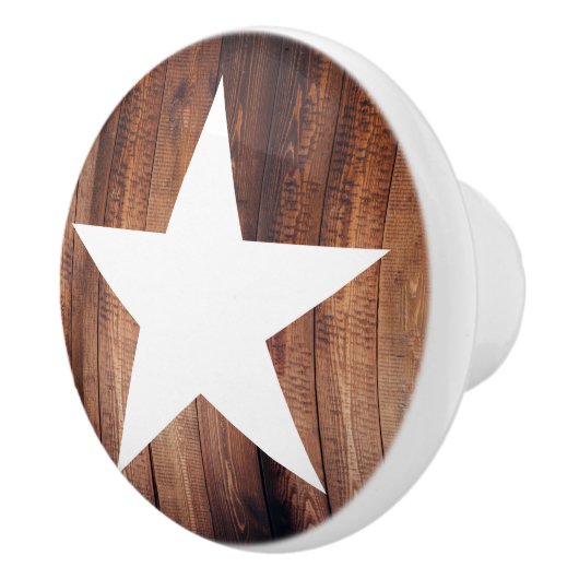 Rustikales Land Weißer Star & Holzplanks Keramikknauf (Rechts)