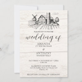 Rustikales Land Western Barn Wedding Einladung