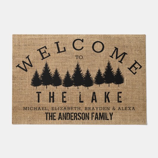 Rustikales Land Willkommen im Lake Family Name Doo Fußmatte (Vorderseite)