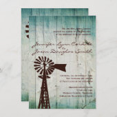 Rustikales Land Windmill Wood Wedding Einladungen (Vorne/Hinten)