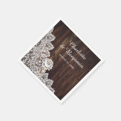 Rustikales Land Wood and Lace Wedding Napkins Serviette (Ecke)