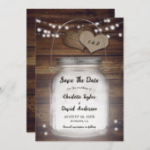 Rustikales Land Wood Lights Mason Jar Wedding Save The Date (Vorne/Hinten)