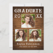 Rustikales Land Wood Plank 3 Foto Abschluss Ankündigung (Vorderseite)