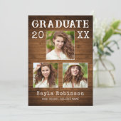 Rustikales Land Wood Plank 3 Foto Abschluss Ankündigung (Stehend Vorderseite)