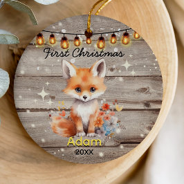 Rustikales Landbaby Erstweihnachtsfox Keramik Ornament