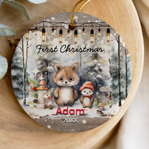 Rustikales Landbaby First Christmas Baby Keramik Ornament