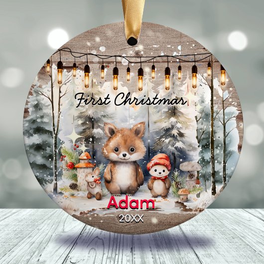 Rustikales Landbaby First Christmas Baby Keramik Ornament