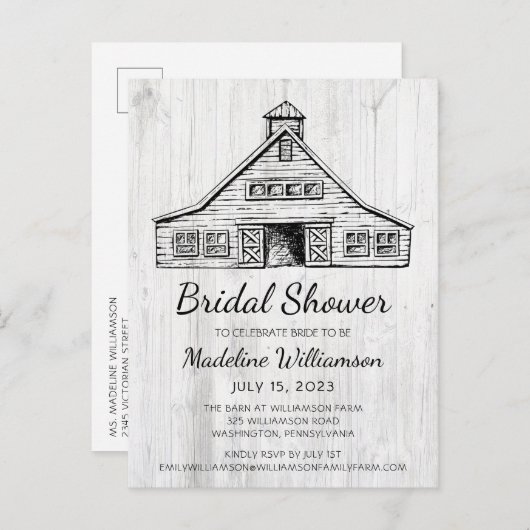 Rustikales Landgut mit einfachem Holz Save the Dat Ankündigungspostkarte (Vorne/Hinten)