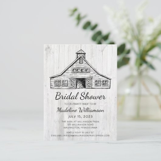 Rustikales Landgut mit einfachem Holz Save the Dat Ankündigungspostkarte (Stehend Vorderseite)