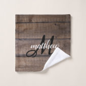 Rustikales Landhaus Bauernhof Mit Monogramm Name  Badhandtuch Set (Waschlappen)