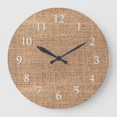 Rustikales Landhaus Burlap Große Wanduhr (Vorderseite)