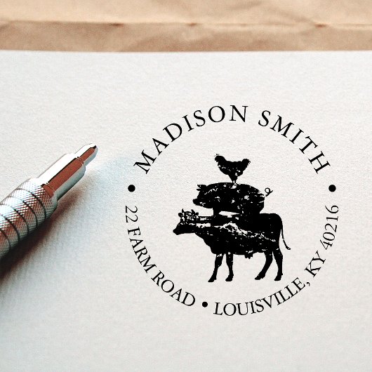 Rustikales Landhaus gestapelte Landtiere Permastempel