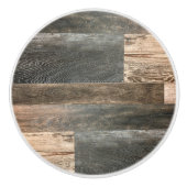 Rustikales Landhaus Grau Brown Barn Wood Keramikknauf (Vorderseite)