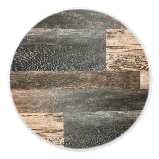 Rustikales Landhaus Grau Brown Barn Wood Keramikknauf (Vorderseite)