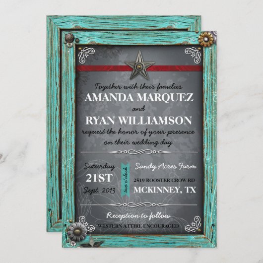 Rustikales Landhaus Hochzeit Einladung (Vorne/Hinten)