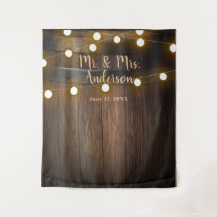 Rustikales Landhaus Holzwein Fass & Lights Wandteppich