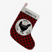 Rustikales Landhaus Hühnchen Hen Buffalo Karierter Kleiner Weihnachtsstrumpf (Vorderansicht (hängend))