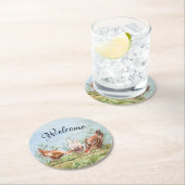 Rustikales Landhaus Hühner Rooster Runder Pappuntersetzer (Vor Ort)