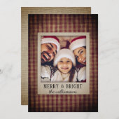 Rustikales Landhaus Kariertes Foto Feiertagskarte (Vorne/Hinten)