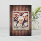 Rustikales Landhaus Kariertes Foto Feiertagskarte (Stehend Vorderseite)