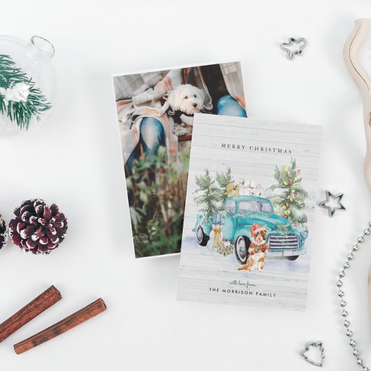 Rustikales Landhaus LKW Weihnachtskarte Feiertagskarte