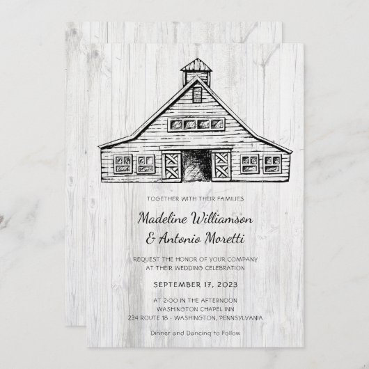 Rustikales Landhaus mit einfachem Holz Einladung (Vorne/Hinten)