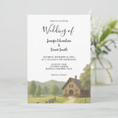 Rustikales Landhaus mit Monogramm Hochzeit Einladung (Stehend Vorderseite)