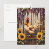 Rustikales Landhaus mit Sonnenblumen und Wisteria Postkarte (Vorne/Hinten)