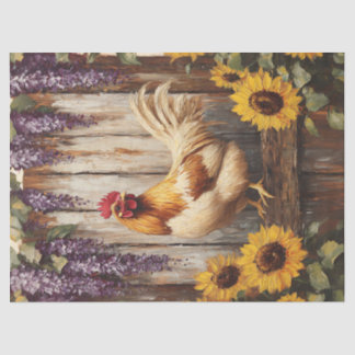 Rustikales Landhaus mit Sonnenblumen und Wisteria Seidenpapier