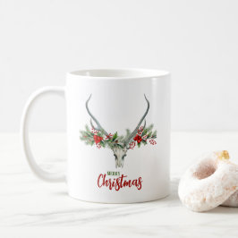 Rustikales Landhaus Rentier Skull & Garland Weihna Kaffeetasse