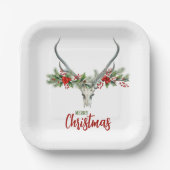 Rustikales Landhaus Rentier Skull & Garland Weihna Pappteller (Vorderseite)
