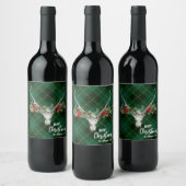 Rustikales Landhaus Rentier Skull & Garland Weihna Weinetikett (Flaschen)